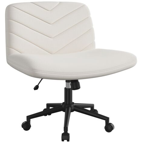 Yaheetech Sedia Ufficio Girevole con Ruote Sedia da Scrivania Senza Braccioli in Tessuto Schienale Reclinabile con Ampio Cuscino Altezza Regolabile, Beige