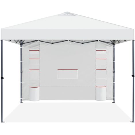 Yaheetech Gazebo da giardino a Una Spinta con 1 Parete Laterale Stabile 9 Tasche Portaoggetti Tenda Esterno Pop up Altezza Regolabile Impermeabile per Festa Eventi Bianco 254x254x266 cm