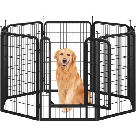 Yaheetech Recinto per Cani Cuccioli Conigli Gatti Animali da Interno e Esterno Giardino Rete Recinzione Ferro 8 pz 68 x 100 cm Pieghevole e Portatile