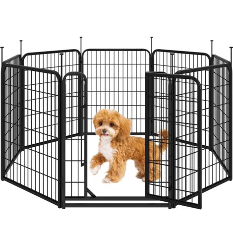 Yaheetech Recinto per Cani Cuccioli Conigli Gatti Animali da Interno e Esterno Giardino Rete Recinzione Ferro 8 pz 65 x 80 cm Pieghevole e Portatile
