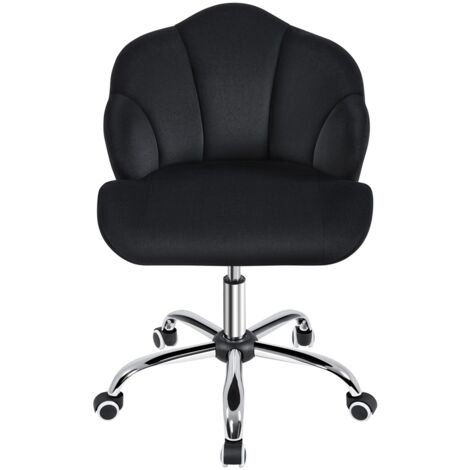 Yaheetech Sedia Ufficio Scrivania Cameretta Senza Braccioli Ergonomica con Ruote Girevole Altezza Regolabile Schienale Design Conchiglia Imbottito Portata 136 KG, Nero