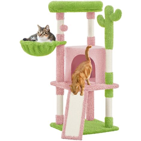 Yaheetech Albero Tiragraffi per Gatti a Forma di Cactus in Truciolato e Corda di Sisal 42,5 cm × 42,5 cm × 106,5 cm Rosa/Verde