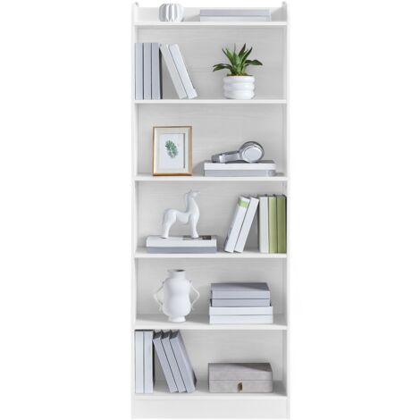 Yaheetech Libreria a 6 Ripiani, Scaffale in Legno con Ripiano Regolabile, 60 x 24 x 160 cm, Libreria Verticale Salvaspazio per Soggiorno, Cameretta, Studio, Ufficio, Bianco