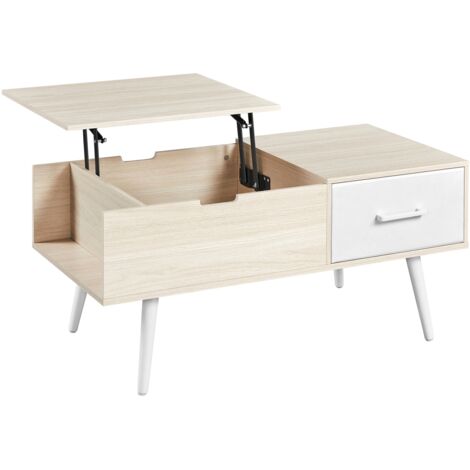 Yaheetech Tavolino da Salotto, Tavolino da Caffè Sollevabile Moderno in Legno con Scomparto Nascosto, Cassetto e Due Scomparti Aperti Laterali, per Divano Soggiorno Ufficio Casa, Legno Chiaro