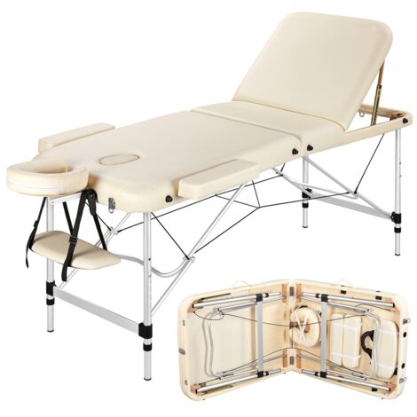 Yaheetech Lettino da Massaggio 3 Zone Pieghevole Portatile Alluminio 213 x 70 cm Fisioterapia Altezza Regolabile Poggiatesta e Braccioli Staccabili Portata 250 kg con Sacchetto per Polvere Crema