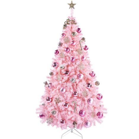 Albero di Natale artificiale rosa, 210 cm, materiale PVC, 910 punte, robusto supporto in acciaio, per interni ed esterni, decorazione festiva