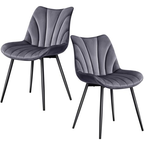 Yaheetech Set di 2 Sedie Sala da Pranzo in Velluto, Sedie Imbottite da Cucina con Schienale, Gambe in Metallo, Facile da Pulire, per Sala da Pranzo, Soggiorno, Cucina, Reception (Grigio Scuro)