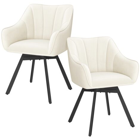 Yaheetech Set di 2 Sedie Sala da Pranzo in Velluto, Sedie Imbottite da Cucina con Braccioli e Schienale, Poltrone da Salotto con Gambe in Metallo, per Sala da Pranzo, Soggiorno, Cucina (Beige)