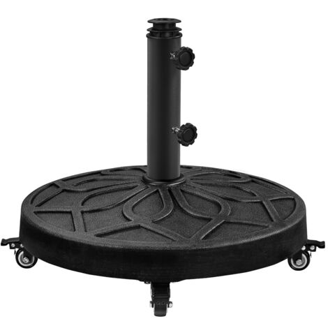 Yaheetech Base per Ombrellone Rotonda Esterno con Ruote e Manopola, Autopeso in Resina e Metallo Supporto 21 kg per Pali da Ø38mm e Ø48mm per Terrazza Balcone Giardino Spiaggia, Nero