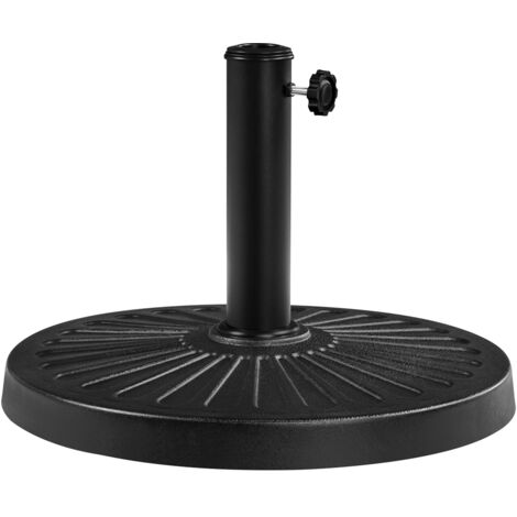 Yaheetech Base per Ombrellone da Giardino in Resina e Metallo Supporto 12 kg per Pali da Ø38mm o Ø48mm con Manopola per Esterno Veranda Terrazza Piscina Spiaggia Patio, Nero
