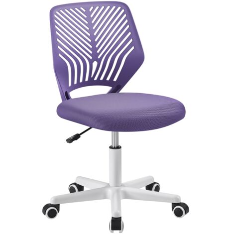 Yaheetech Sedia Ufficio Scrivania Girevole a Rotelle Ergonomica Portata 136 kg Senza Braccioli in Rete Traspirante Altezza Regolabile Viola Chiaro