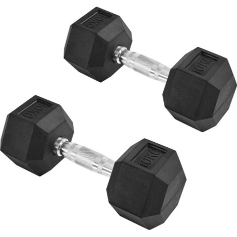 Yaheetech Set di 2 Manubri Esagonali da 5/10 kg, Pesi Palestra in Ghisa Gommata Resistente con Impugnatura Ergonomica Antiscivolo, per Allenamento Completo di Palestra in Casa, Nero
