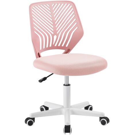 Yaheetech Sedia Ufficio Scrivania Girevole a Rotelle Ergonomica Portata 136 kg Senza Braccioli in Rete Traspirante Altezza Regolabile Rosa