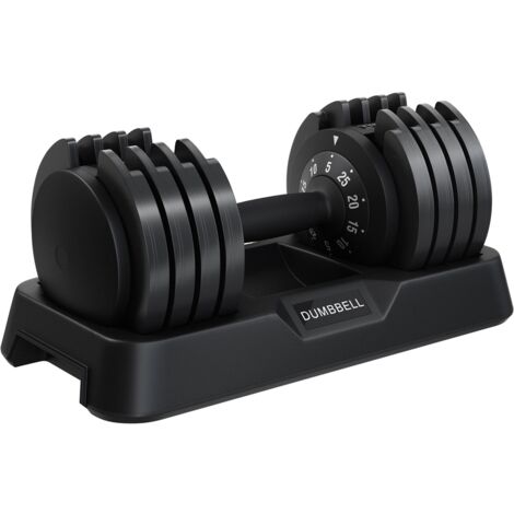 Yaheetech 5-in-1 Manubrio Regolabile Set di Manubri Regolabili in 1 Secondo per Allenamento Fitness Palestra Casa Ufficio Nero