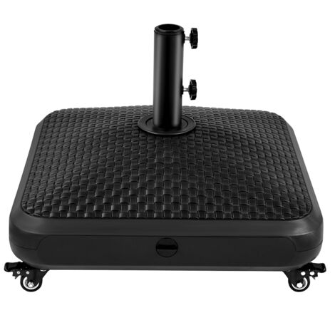 Yaheetech Base per Ombrellone da Giardino Riempibile con Sabbia e Acqua 37L Supporto con Ruote Bloccabili a 360° per Palo Ombrellone Ø38 mm e Ø48 mm per Patio Picnic Esterno, Nero