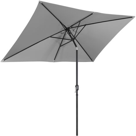 Yaheetech Ombrellone Rettangolare da Giardino Inclinabile Protezione UV con 6 Stecche Metalliche e Manovella Parasole da Esterno/Patio/Mercato/Spiaggia Grigio