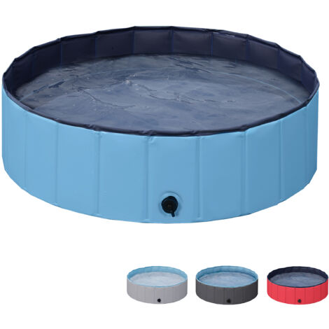 Yaheetech Piscina per Cani Vasca da Bagno Pieghevole Antiscivolo per Animali Cani Gatti Coniglio in PVC da Esterno Interno Blu M 100 x 30 cm