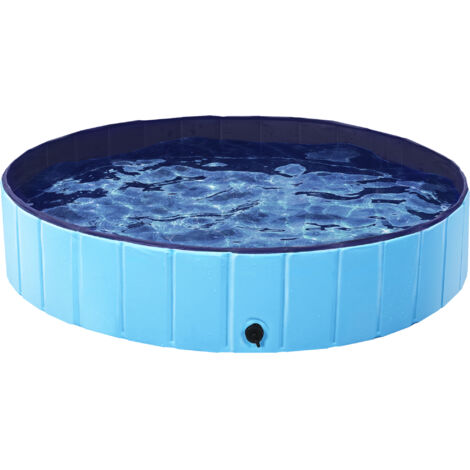 Yaheetech Piscina per Cani Vasca da Bagno Pieghevole Antiscivolo per Animali Cani Gatti Coniglio in PVC da Esterno Interno Blu XL 140 x 30 cm