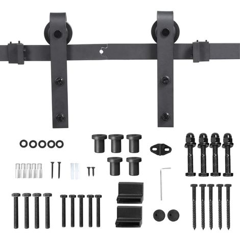 Yaheetech 16 FT/488 cm Binario per Porte Ante Scorrevoli da Esterno Interno  Muro Kit Accessori Guida Ferramenta per 2 Ante Scorrevoli da Parete Rustico  Interno e Esterno Nero