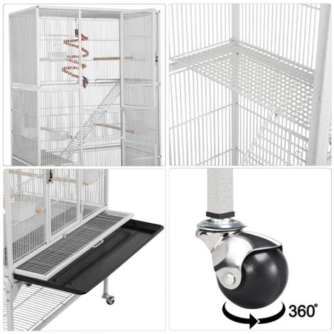 Yaheetech Gabbia per Conigli Nano Criceti Gatti da Interno Esterno Animali  Domestici in Metallo con 4 Rotelle 78 x 51 x 137 cm Bianco : :  Prodotti per animali domestici