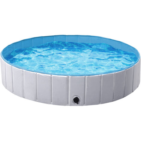 Yaheetech Piscina per Cani Vasca da Bagno Pieghevole Antiscivolo per Animali Cani Gatti Coniglio in PVC da Esterno Interno Grigio XXL 160 x 30 cm