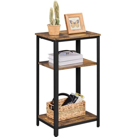 HOMCOM Tavolino A Forma Di S 3 Ripiani, Stretto, In MDF, Finitura Legno Naturale, 90x30x61 Cm, Per Soggiorno E Camera Da Letto