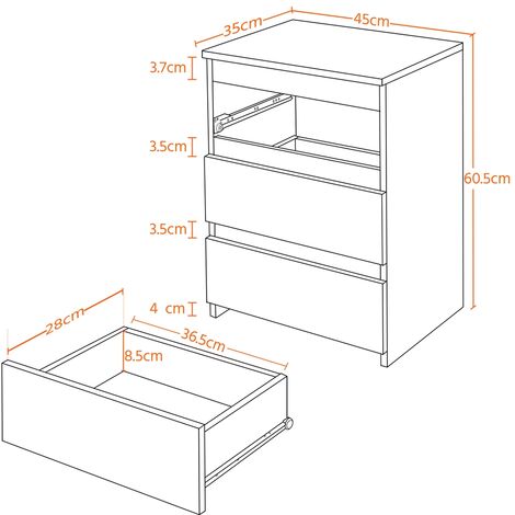 Yaheetech Comodino Cassettiera Camera da Letto con 3 Cassetti Mobiletto  Moderno Tavolino Elegante in Legno MDF