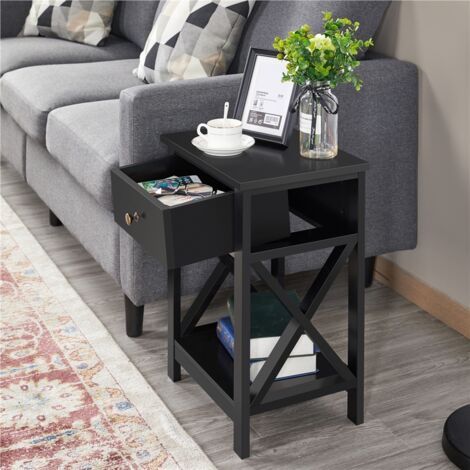 Comodino Moderno Con Cassetto E Ripiano – Legno 40x40x60 Cm, Bianco, Per Camera Da Letto, Soggiorno O Studio