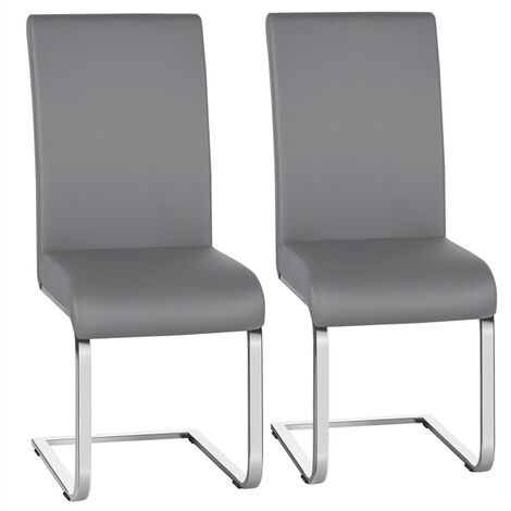 Set di 2 sedie da pranzo in materiale sintetico grigio chiaro e gambe  metallo Loomis