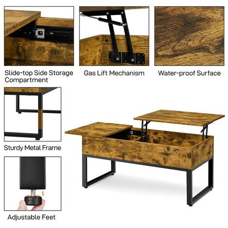 Yaheetech Tavolino da caffè Sollevabile Ripiano Alzabile e Allungabile  Tavolo da Salotto Elevabile Moderno da Divano