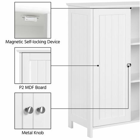 Yaheetech Mobile da Terra Armadietto Bagno Autoportante Mobiletto Armadio 60 x 30 x 80 cm Bianco