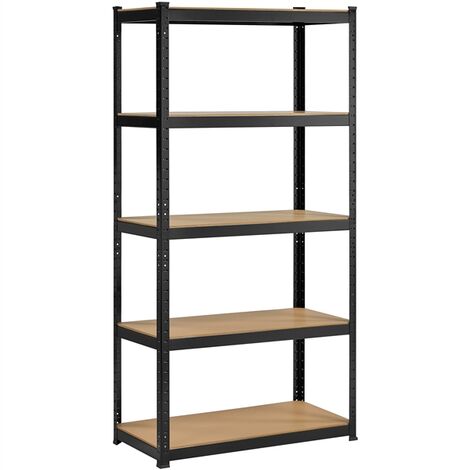 Yaheetech Scaffale/Scaffalattura da Garage 180 x 90 x 45 cm a 5 Ripiani Portata 265 kg per Ripiano in Metallo Nero