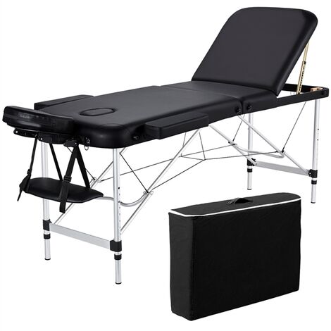 Yaheetech Lettino da Massaggio 3 Zone Pieghevole Portatile Alluminio  Fisioterapia Altezza Regolabile con Borsa da Trasporto Nero