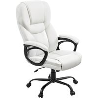 Yaheetech Poltrona/Sedia Ufficio Ergonomica Reclinabile Presidenziale Imbottita da Scrivania a Rotelle Girevole Altezza Regolbile Bianca