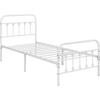 Yaheetech Struttura Letto in Ferro con Spazio Aggiuntivo sotto Il Letto per Camera da Letto Soggiorno Bianca Singolo 90 x 200 cm