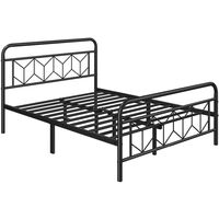 Yaheetech Struttura Letto in Ferro Battuto a Doghe Testiera a Rombi in Metallo Camera Nero 140 x 200 cm