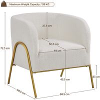 Poltrona Relax Yaheetech In Tessuto Bouclé - Con Schienale Ergonomico, Poggiatesta Regolabile E Gambe In Metallo, Per Soggiorno O Ufficio - Foto 13