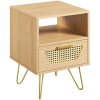Yaheetech Comodino da Letto con Cassetto e Scomparto Comodino Moderno Mobiletto da Camera da Letto Porta Lampade 40 x 40 x 55 cm Legno Quercia Chiaro