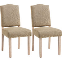 Yaheetech Set 2 Sedie Sala da Pranzo Moderne Imbottite Tessuto con Gambe in Legno Classiche per Cucina Soggiorno Cachi