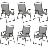 Yaheetech Set 2 Sedia da Giardino Pieghevole da Esterno Campeggio con Braccioli Telaio in Metallo e Seduta in Tessuto da Balcone Portata 100 kg Grigio 6 pezzi