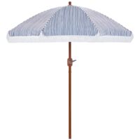 Yaheetech Ombrellone da Spiaggia Giardino Inclinabile con Frange in Poliestere e Metallo con Borsa per Trasporto Protezione UV Esterno Cortile Piscina Blue e Bianco