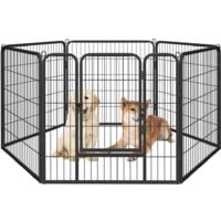 Yaheetech Recinto per Cani Grande da Interno Esterno Giardino Conigli Cuccioli Recinzione Animali Domestici Rete 6 pz 80 x 80 cm Nero