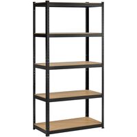Yaheetech Scaffale/Scaffalattura da Garage 180 x 90 x 45 cm a 5 Ripiani Portata 265 kg per Ripiano in Metallo Nero