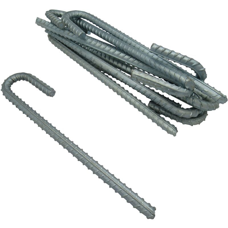 Heavy Duty Fencing Rebar Stakes x8 (Ground Anchor J Hook Fence Tent Pegs)