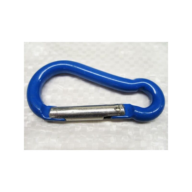 6mm x 61mm Blue Coated Aluminium Carbine Hook - Spring Snap Fastener