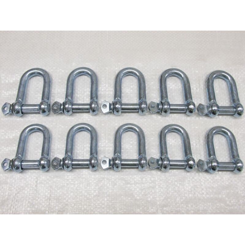 x10 5MM Galvanised Commercial Dee Shackles Chain Connector Caravan Tether