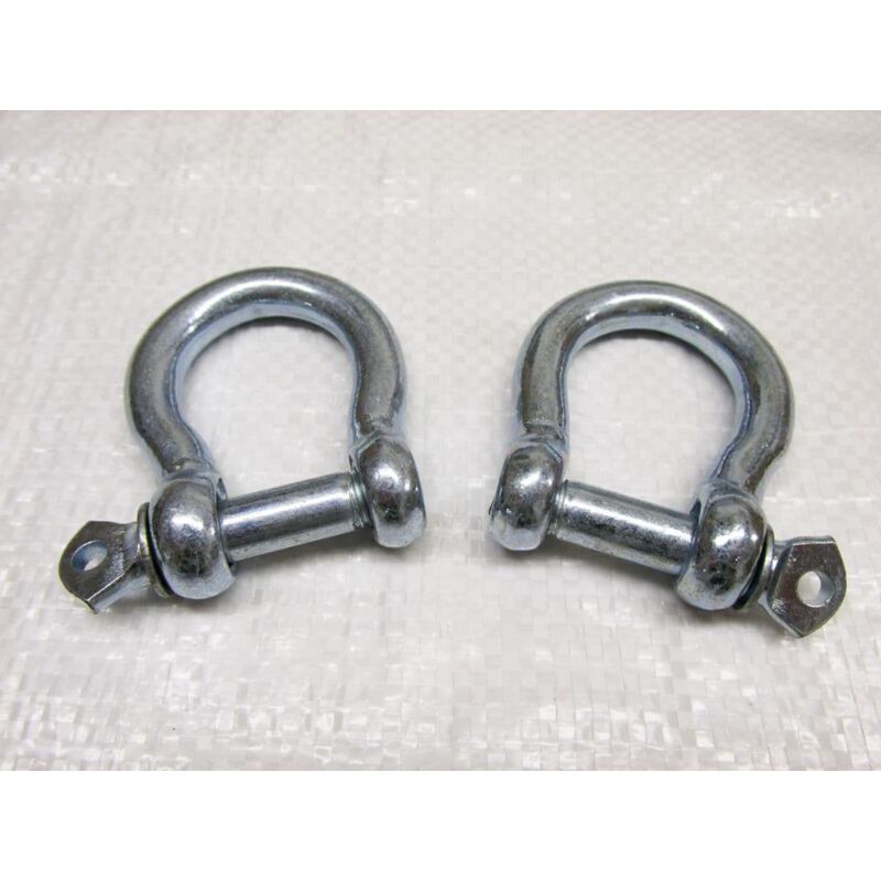 x2 11MM Galvanised Commercial Bow Shackles Chain Connector Caravan Tether