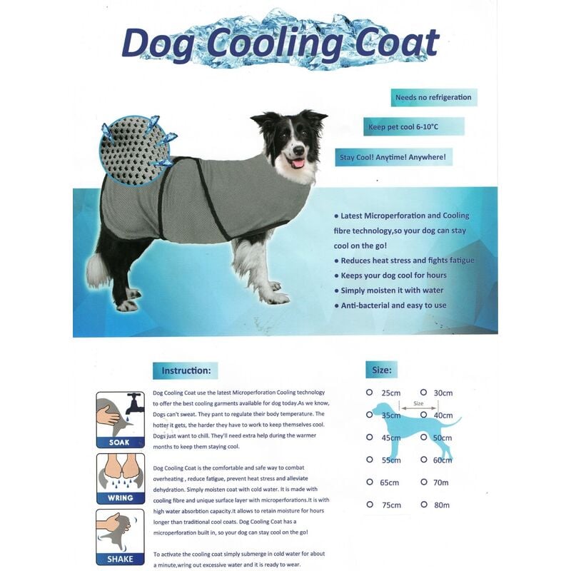 Pet Dog Cooling Vest (Coat Cool Jacket Summer Canine Chiller)