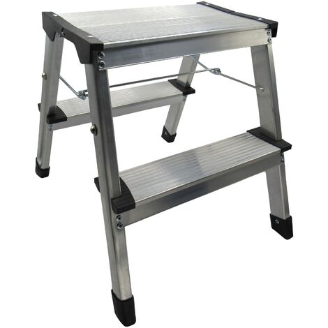 Aluminium Double 2 Step Stool 150KG (Folding Non Slip Lightweight Ladder Portable)