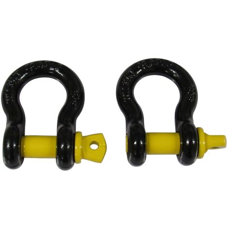 Black Yellow Lifting Bow Shackle Screw Pin 3.25 Ton X2 (3.25T Towing Recovery Connector 3250KG) (1/5)